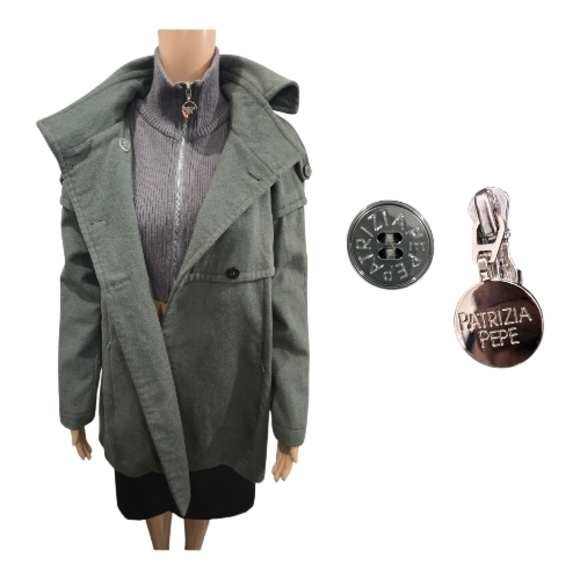 Patrizia Pepe Military-Inspired Double-Breasted Coat Size 4 - Picture 6 of 8